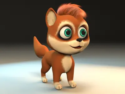 cartoon little fox Low-poly 3D model purchase