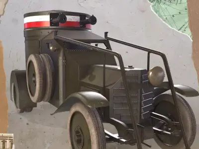 WWI Armored Car Lancia 1ZM 1916 Low-poly 3D model