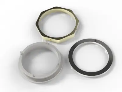 Mans Spinner Ring with 4 stones in 5 different Sizes 3D print model