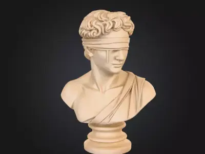 Blindfolded Marble Bust Low-poly 3D model