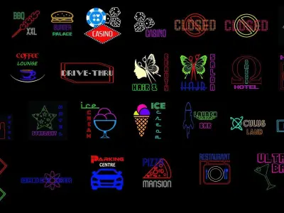 Neon Signs for Unreal Low-poly 3D model