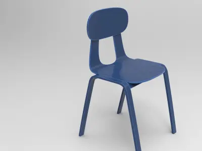 Flat Chair Low-poly 3D model