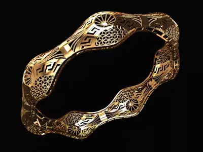 1382 Golden Wavecrest Bangle 60MM-12gm 3D print model