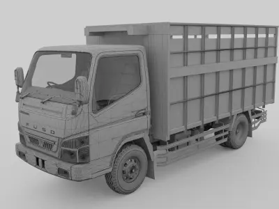 Mitsubishi Fuso canter wood box truck 3D model