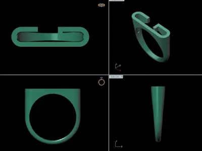 alphabet ring letter G 3D print model