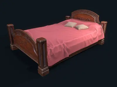 Antiquare Bed  Low-poly 3D model