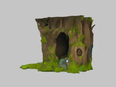 Stylized Tree Stump Fantasy Portal Low-poly 3D model