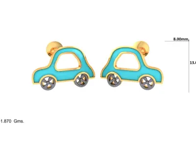 Kids Car Earrings 3dm STL OBJ FBX Renders Details 3D print model
