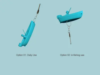 Fisherman Keychain Floating Boat - Key Saver 3D print model
