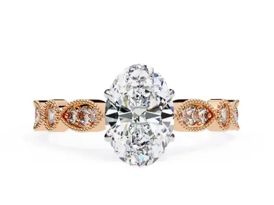 Oval diamond engagement ring for women 3D print model