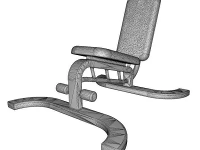 Cartoon Gym Fitness Bench Low-poly 3D model