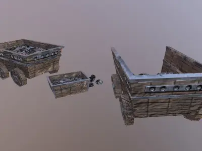  Iron Mine Cart Low-poly 3D model