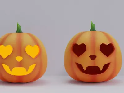 Halloween Pumpkin Low-poly 3D model 6