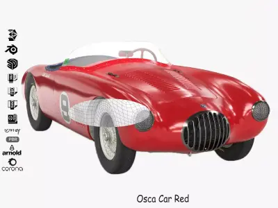 Sports Car Osca Red 3D model
