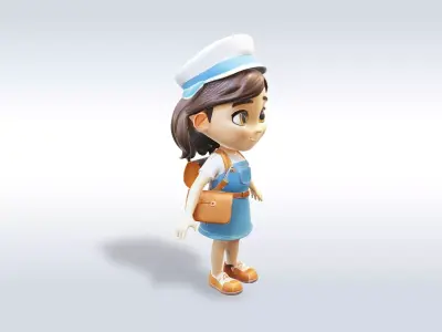 3D Cartoon character t pose sport girl gym Low poly 3D model 3D model buy