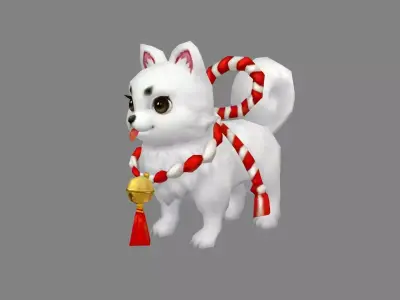 Cartoon white dog Low-poly 3D model