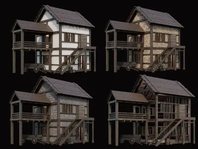 Medieval Village Collection 03 - 4K Textures Game Ready Low-poly 3D model