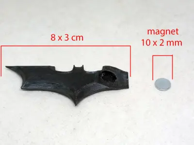 Batarang fridge magnet print in place No Supports 3D print model