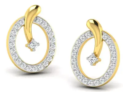 Gold Diamond Women Earring 3D print Model 3D print model purchase