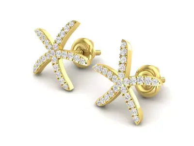 AV 431 Diamond Ladies Starfish Earrings 3D print model