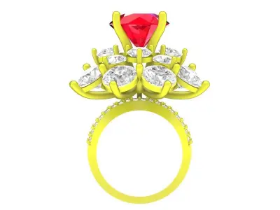 Luxury Round Cluster Gemstone Ring 3D Model for Fine Jewelr 4310 3D print model