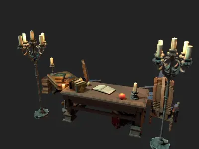 Styliced MidPoly Old Candles Pack Low-poly 3D model