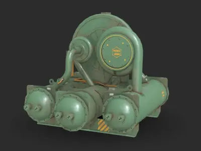 Industrial Compressor Low-poly 3D model