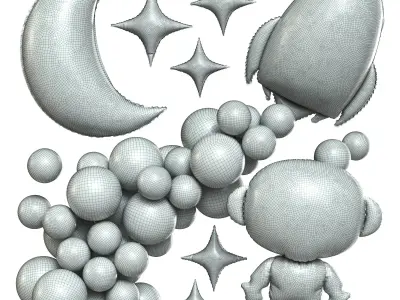 Balloons Decor Set 02 3D model