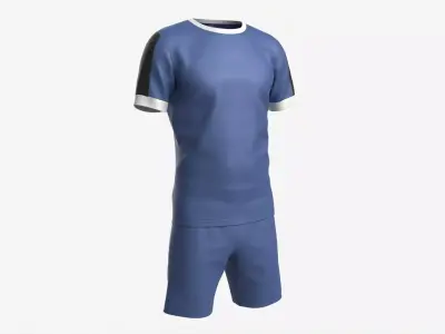 Soccer T-shirt and Shorts Blue 3D model