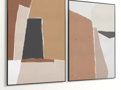 Plaster Two Photo Frame 214 Low-poly 3D model