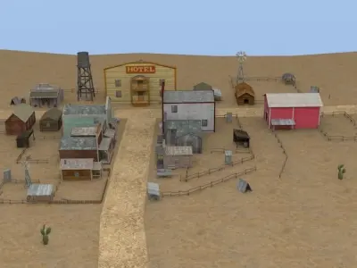 Western town Free low-poly 3D model