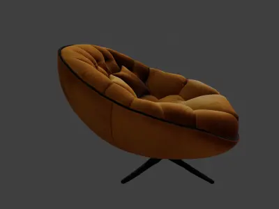Modern Velvet Lounge Armchair 3D model