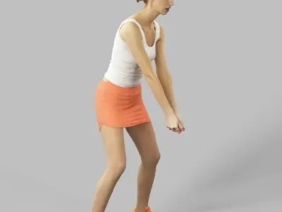 Aspiration Attractive Sports Woman playing Volleyball digging Low-poly 3D model