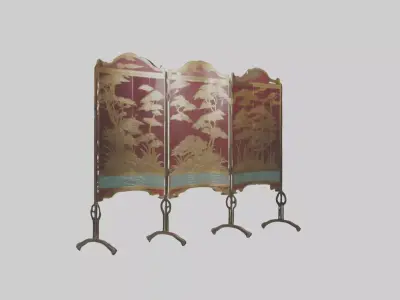 Decorative folding screen model Low-poly 3D model
