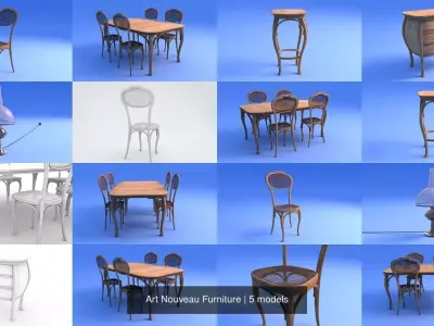 Art Nouveau Furniture 3D Model Collection