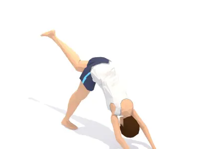 3-Legged Downward Dog Yoga Exercise Woman Animation Low-poly 3D model