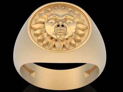 Sun Man Ring gold printable jewelry 3D print model
