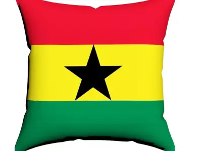 Ghana Flag on luxury square cotton Pillow 3D model
