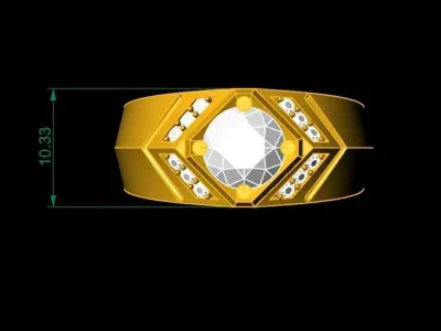 Modern Square Diamond Men Ring 3D Model 648 3D print model