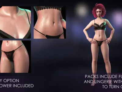 Streetwear Girl 1-4 - Casual Wear Girls Pack 2 Game-Ready Low-poly 3D model