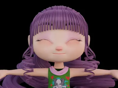 Cartoon Girl - Fully RIgged 3D model