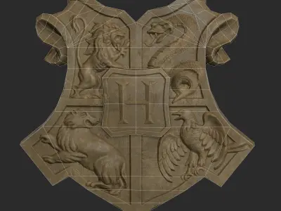 Low poly game-ready Hogwarts Emblem Low-poly 3D model