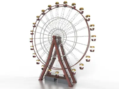 Old Painted Ferris Wheel Low-poly 3D model