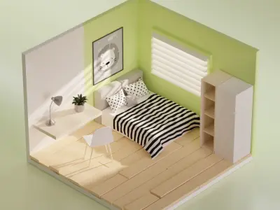 5 Lowpoly Children Room Low-poly 3D model