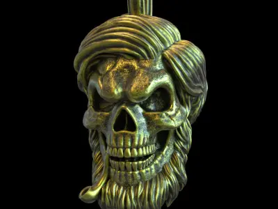 Skull pendant jewelry bearded vol5  3D print model