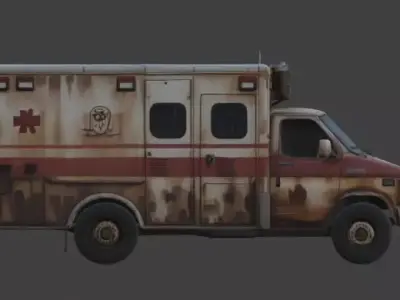 Rusted Apocalypse Old Ambulance 3D Model Low-poly 3D model