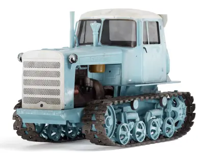 set of DT-75 clean diesel tractor in 6 color variants iv7 Low-poly 3D model