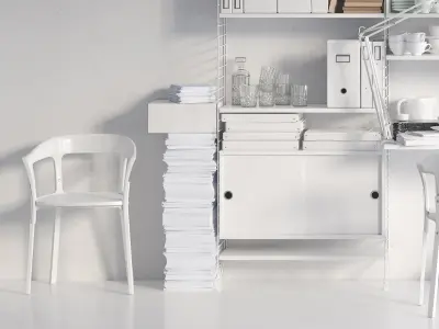 String system bookshelf with workspace 3D model