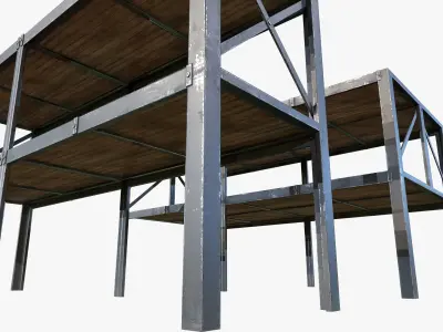Retro Factory Shelves Game Ready PBR Textures Low-poly 3D model