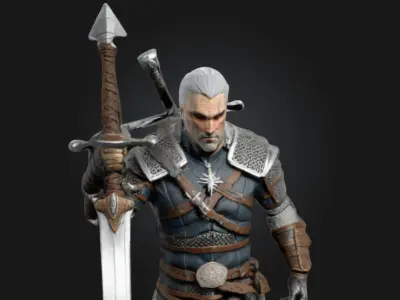 Geralt of Rivia 3D Printable Figure  Highly Detailed 3D print model
